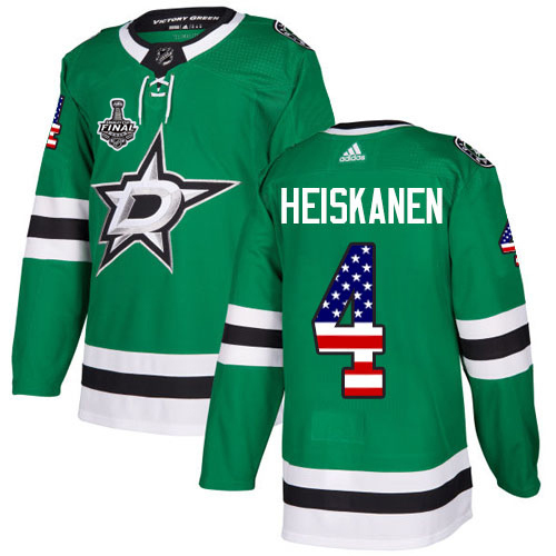 Adidas Men Dallas Stars #4 Miro Heiskanen Green Home Authentic USA Flag 2020 Stanley Cup Final Stitched NHL Jersey